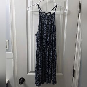 French Grey Black and Purple Spaghetti Strap Sun Dress